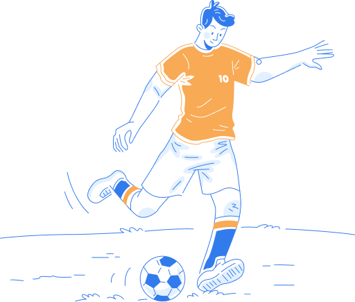 Soccer player kicking ball